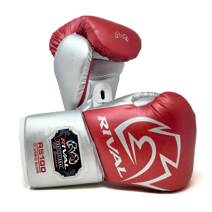 Rival RS100 Boxing Gloves Sparring Red/Silver