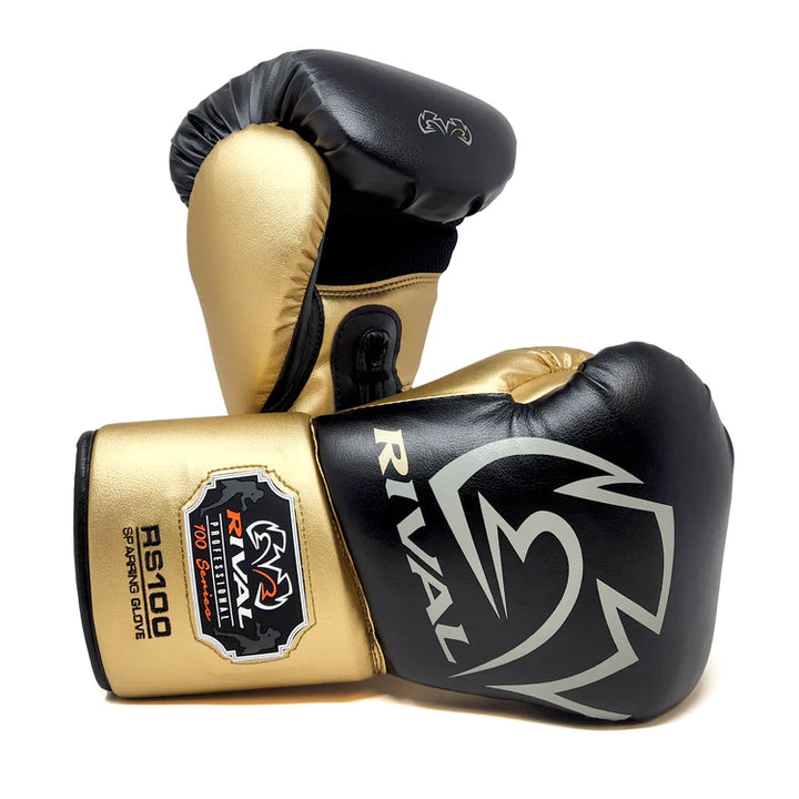 Rival RS100 Sparring Boxing Gloves Black/Gold