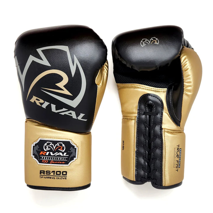Rival RS100 Sparring Boxing Gloves Black/Gold