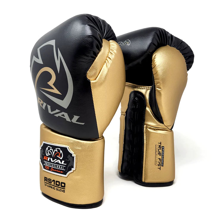 Rival RS100 Sparring Boxing Gloves Black/Gold