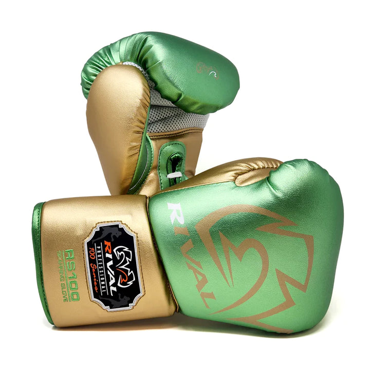 Rival RS100 Boxing Gloves Sparring Green/Gold