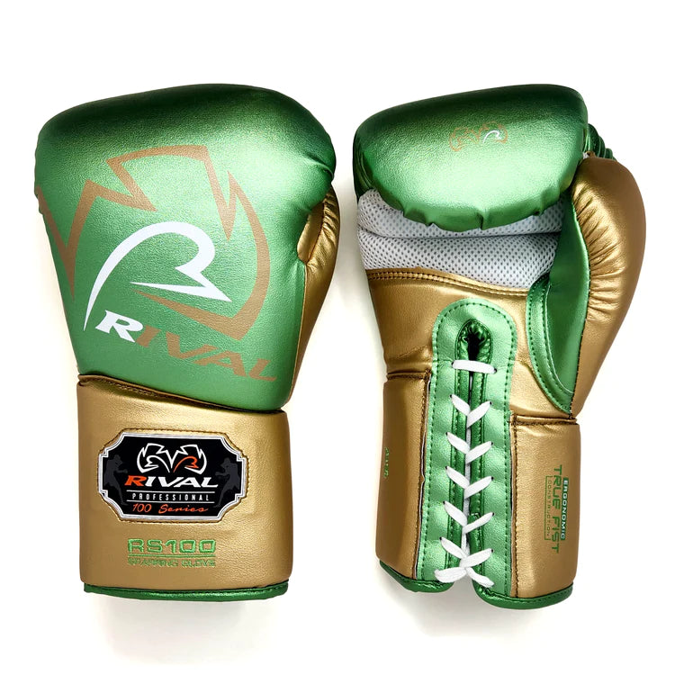 Rival RS100 Boxing Gloves Sparring Green/Gold