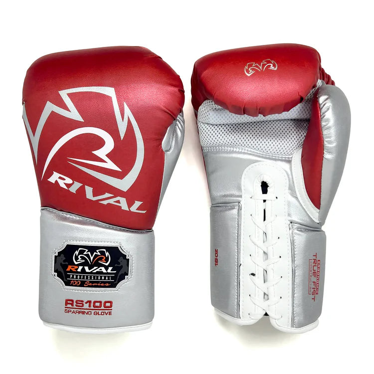 Rival RS100 Boxing Gloves Sparring Red/Silver