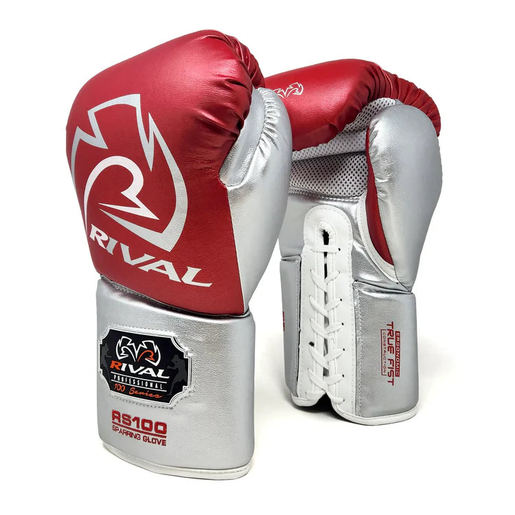 Rival RS100 Boxing Gloves Sparring Red/Silver