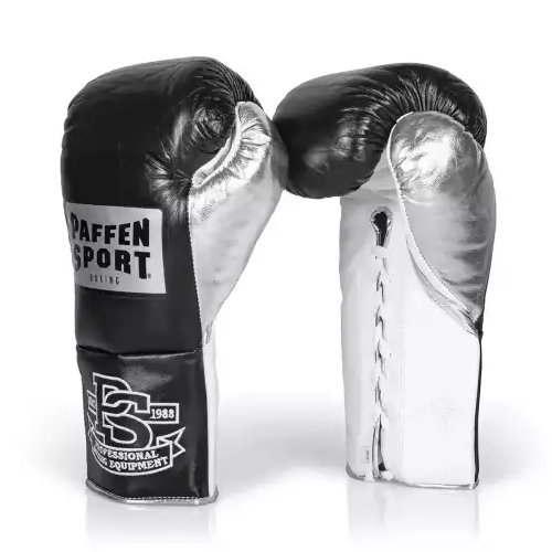 Paffen Sport "Pro Mexican TF" Wettkampfboxhandschuhe für Profis, Schwarz/Silber Metallic