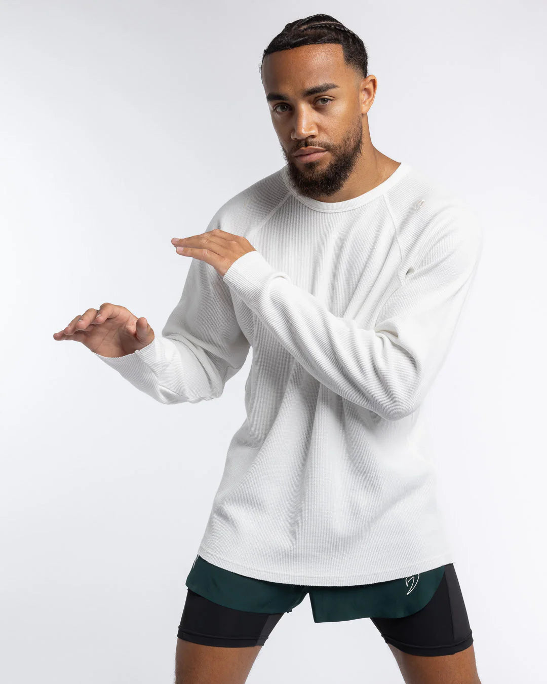 Boxraw Turnero Raw Edge Crew Longsleeve, Weiss