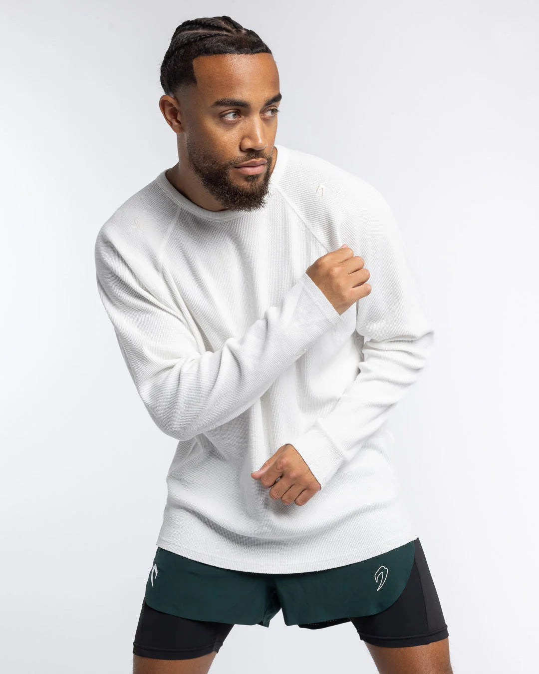 Boxraw Turnero Raw Edge Crew Longsleeve, Weiss