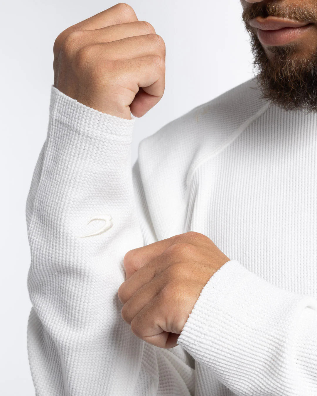 Boxraw Turnero Raw Edge Crew Longsleeve, Weiss