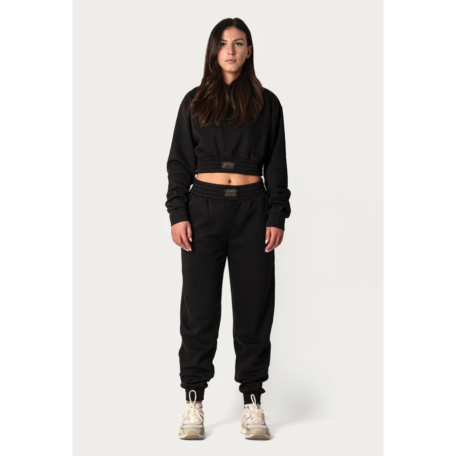 Rival Women's Cropped Heavyweight Fleece Hoodie, Schwarz