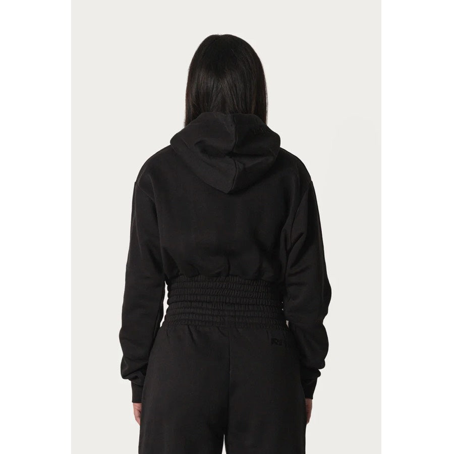 Rival Women's Cropped Heavyweight Fleece Hoodie, Schwarz