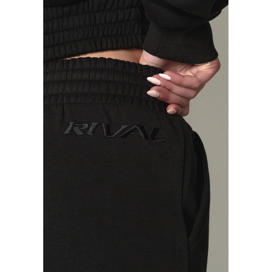 Rival Women's Cropped Heavyweight Fleece Hoodie, Schwarz