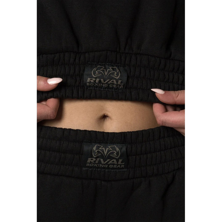 Rival Women's Cropped Heavyweight Fleece Hoodie, Schwarz