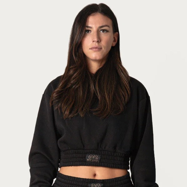 Rival Women's Cropped Heavyweight Fleece Hoodie, Schwarz