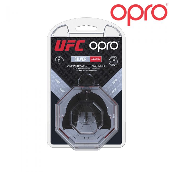 UFC Opro Mundschutz "Silver" Schwarz/Rot