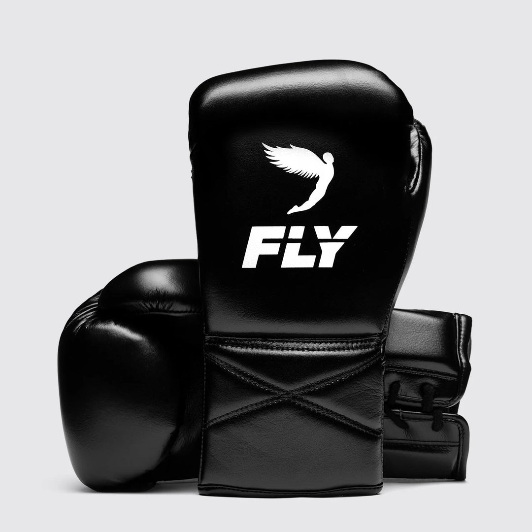 Fly “Superlace Pro X 2“ Lace-up Boxhandschuhe, Schwarz