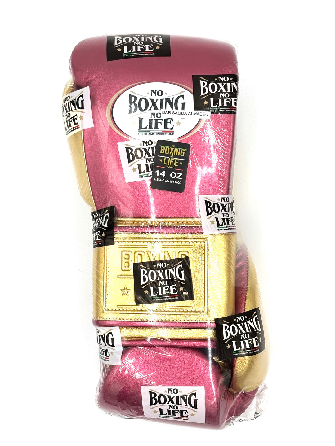 No Boxing No Life Boxhandschuhe Velcro, Rosa/Oro