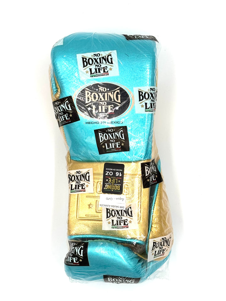 No Boxing No Life Boxhandschuhe geschnührt, Aqua/Oro