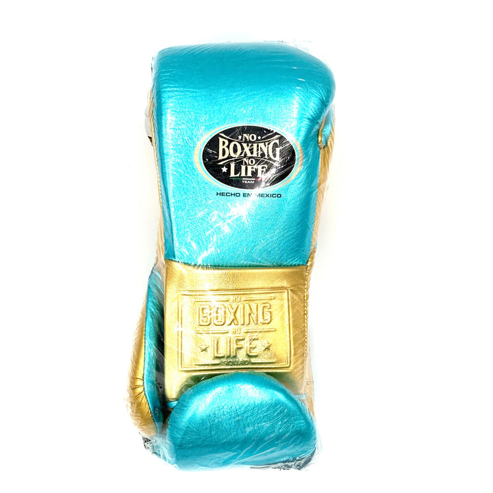 No Boxing No Life Boxhandschuhe geschnührt, Aqua/Oro