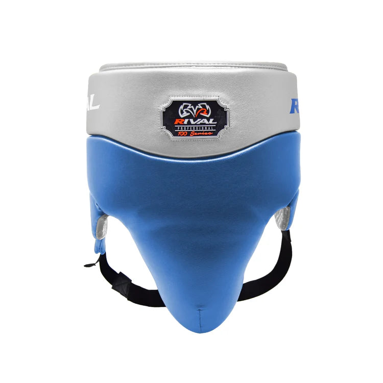Rival RNFL100 Laced-up Boxing Groin Guard, Blue/Silver 