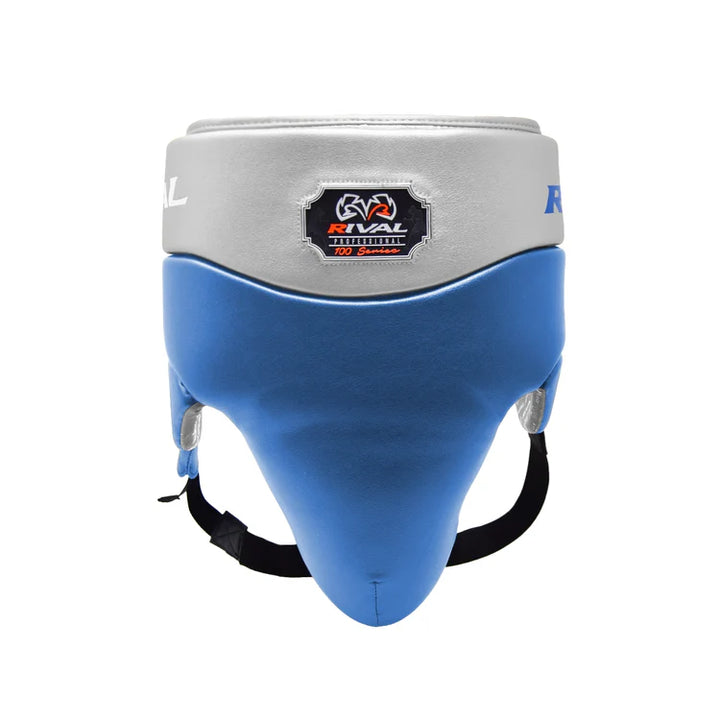 Rival RNFL100 Laced-up Boxing Groin Guard, Blue/Silver 