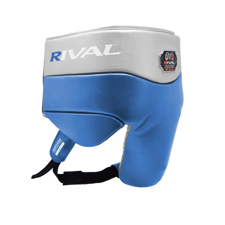 Rival RNFL100 Laced-up Boxing Groin Guard, Blue/Silver 