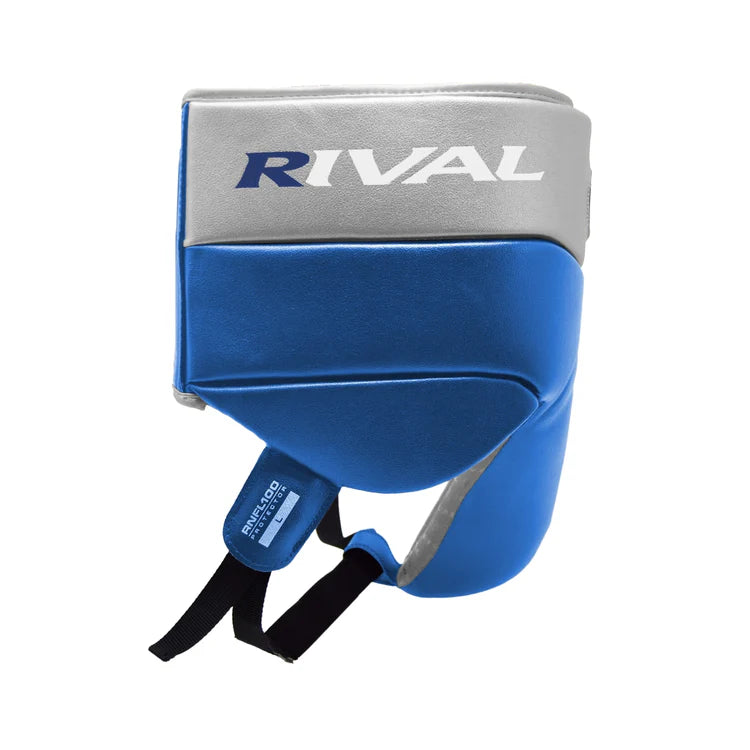 Rival RNFL100 Laced-up Boxing Groin Guard, Blue/Silver 