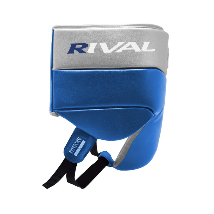 Rival RNFL100 Laced-up Boxing Groin Guard, Blue/Silver 