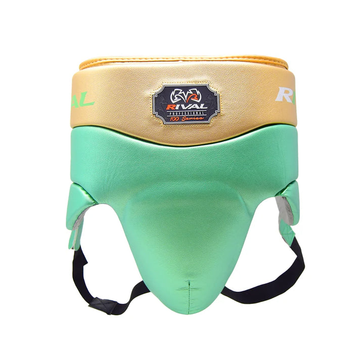 Rival RNFL100 Laced-up Boxing Groin Guard, Green/Gold 