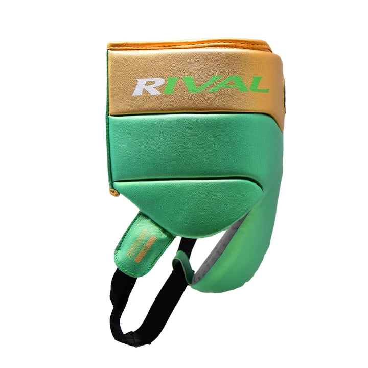Rival RNFL100 Laced-up Boxing Groin Guard, Green/Gold 