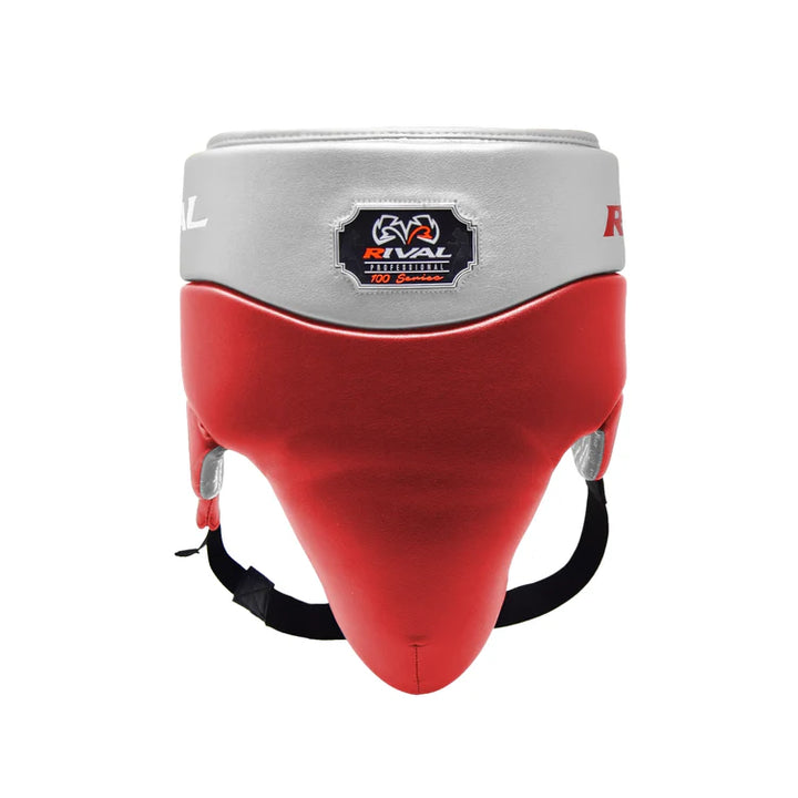 Rival RNFL100 Laced-up Boxing Groin Guard, Red/Silver 