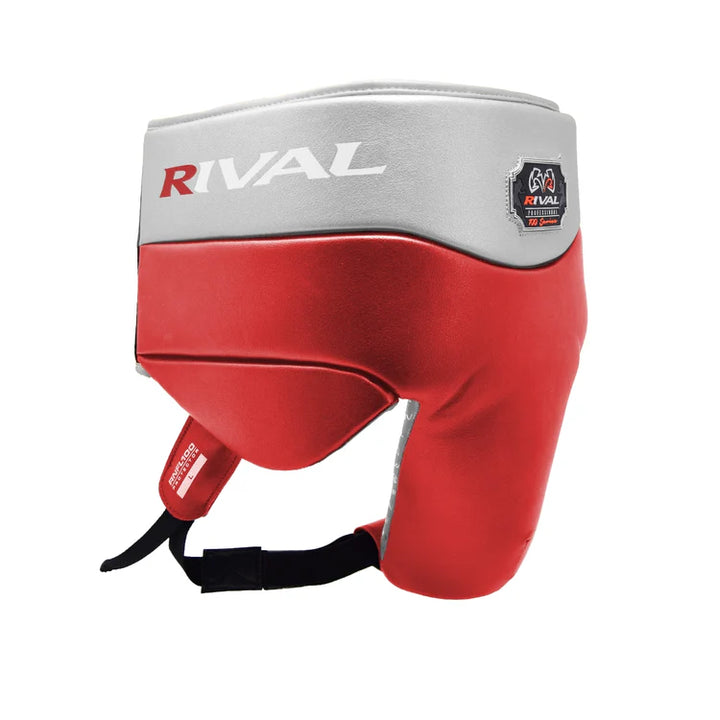 Rival RNFL100 Laced-up Boxing Groin Guard, Red/Silver 