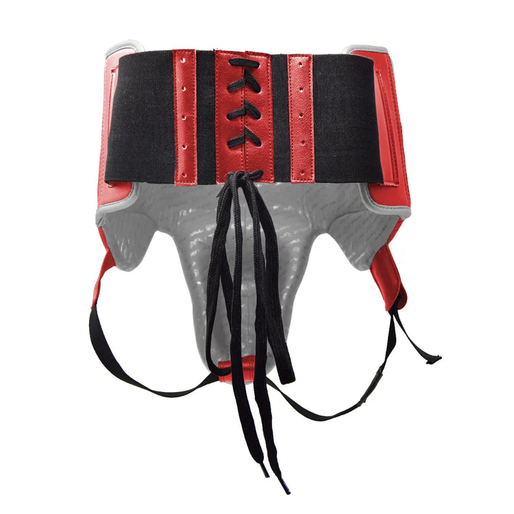 Rival RNFL100 Laced-up Boxing Groin Guard, Red/Silver 