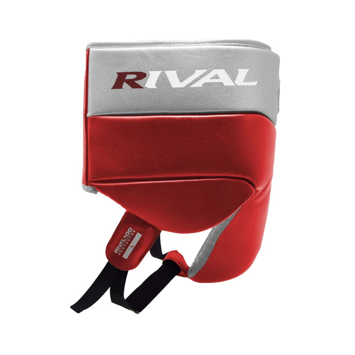 Rival RNFL100 Laced-up Boxing Groin Guard, Red/Silver 