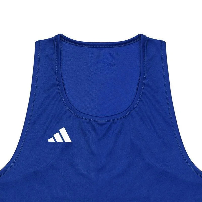 adidas Boxing Top Punch Line für Olympisches Boxen, Blau/Weiss
