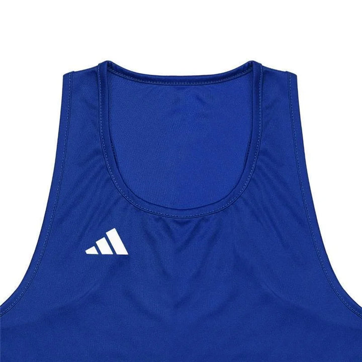 adidas Boxing Top Punch Line für Olympisches Boxen, Blau/Weiss