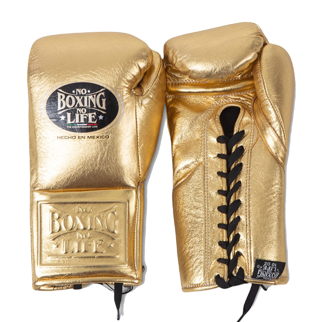 No Boxing No Life Pro Fight Gloves, Gold
