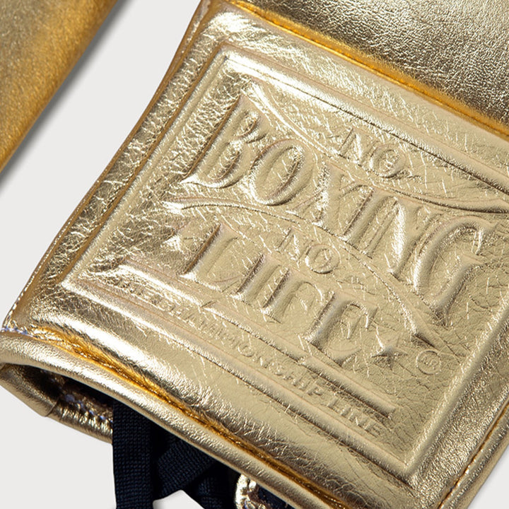 No Boxing No Life Pro Fight Gloves, Gold