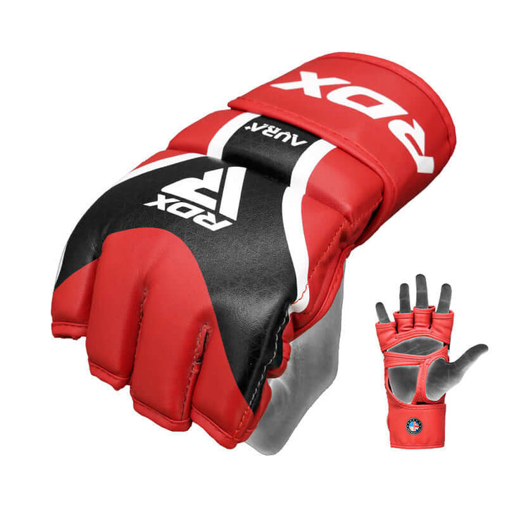 RDX Grappling Aura Plus T-17 MMA Fight Gloves, Rot