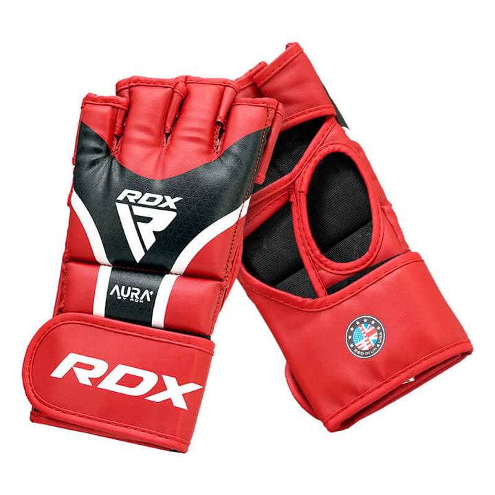 RDX Grappling Aura Plus T-17 MMA Fight Gloves, Rot