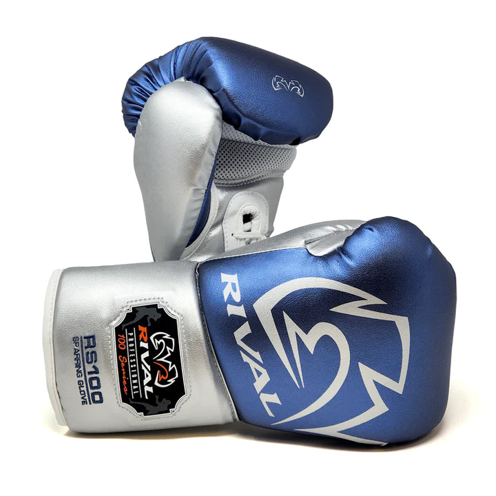 Rival RS100 Boxing Gloves Sparring Blue/Silver